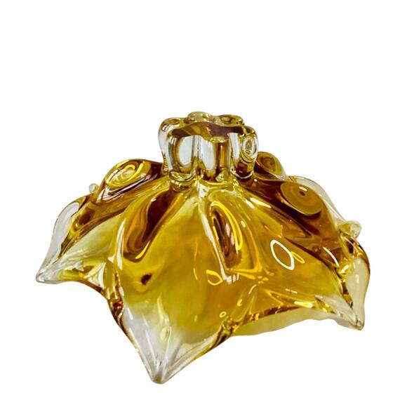 Flower Shaped Amber Art Glass Candy Vase - Picture 5 of 7